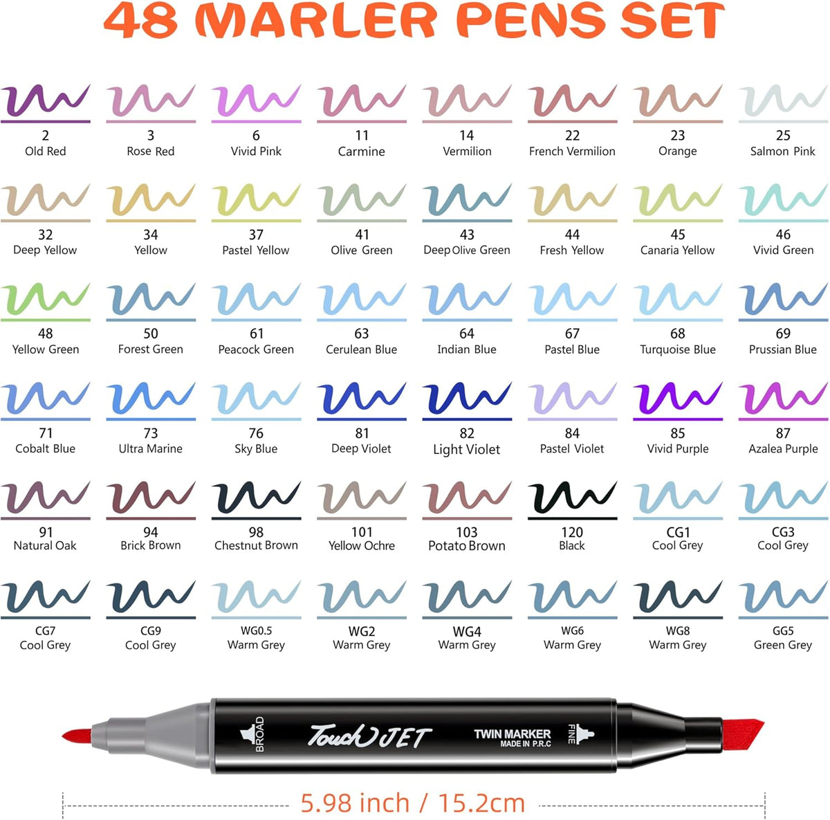 Alcohol Markers, 48 Colors Dual Tip Art Markers, Drawing, Coloring Marker for Kids Sketching Adult Coloring