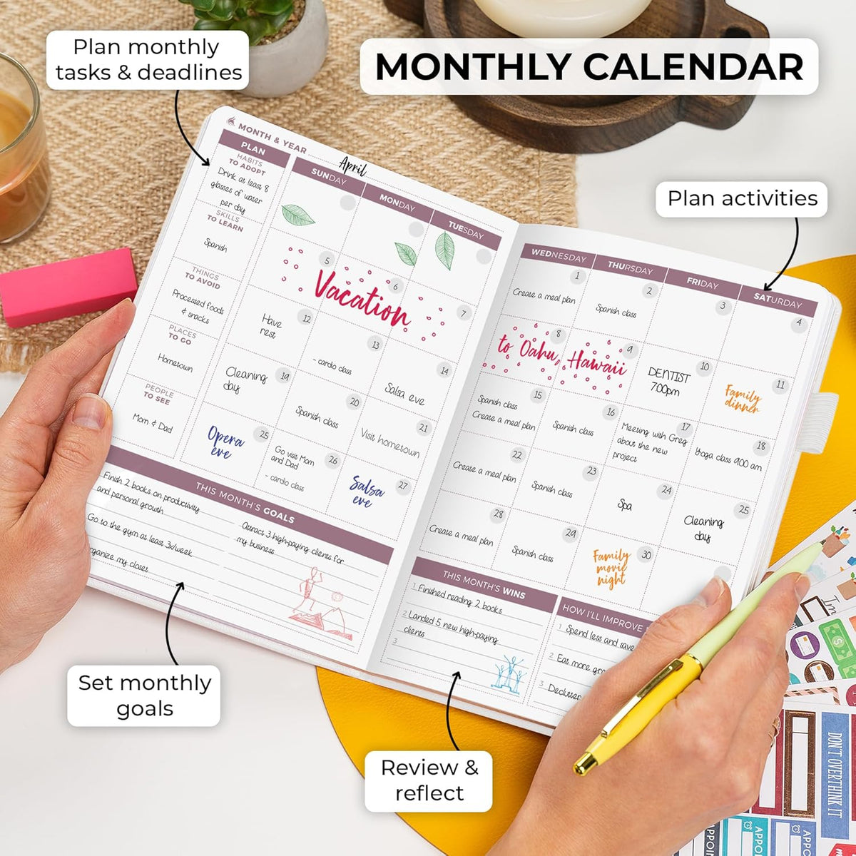 Clever Fox Planner 2nd Edition – Colorful Weekly & Monthly Goal Planner, Time Management & Productivity Organizer, Undated, A5 (White)