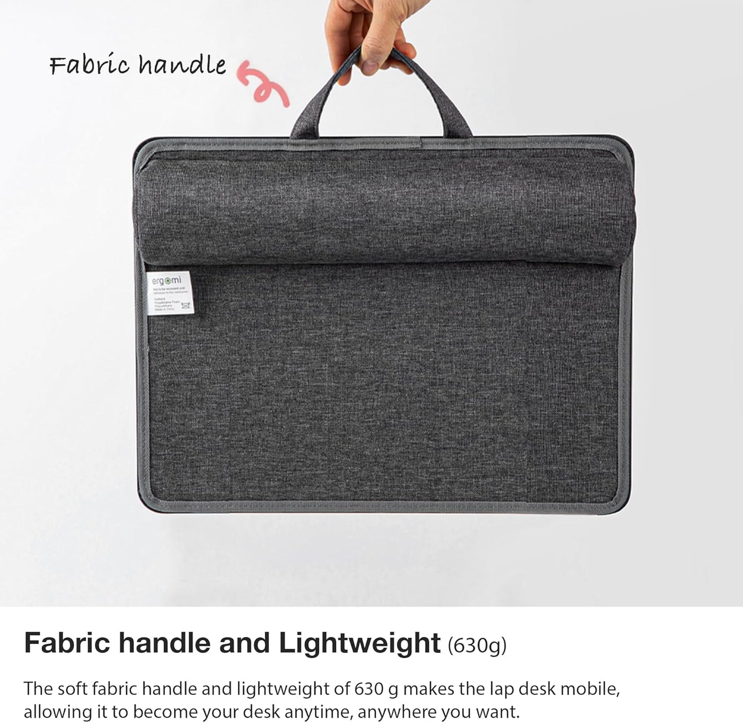 Lap Desk with Soft Cushion and Wrist Rest – Portable Laptop Desk for Bed, Couch & Home Office, PU Surface Tray with Handle for 15.6 inch Laptop (Medium, Black)