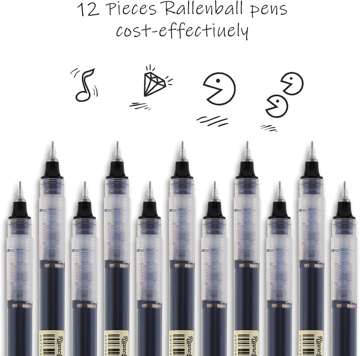RIANCY Liquid Ink Rollerball Gel Pens, 0.5mm Extra Fine Point Tip, 24ct Assorted Colors, Smooth Writing No Smear No Bleed, Vibrant for Journaling, Drawing, Sketching, School Notes & Art Supplies