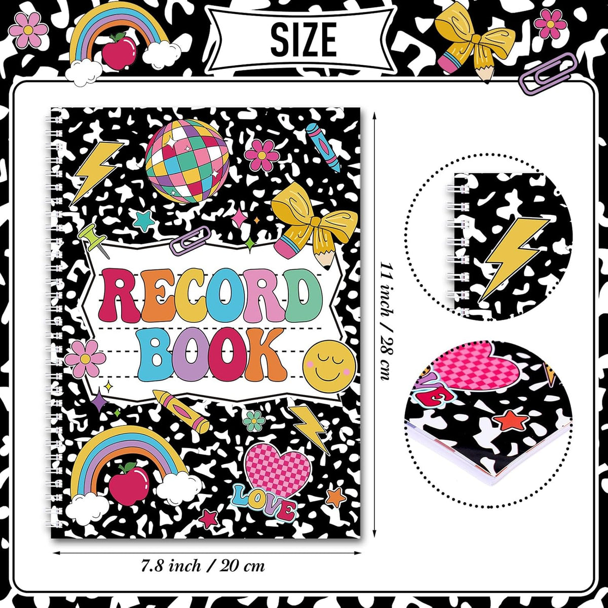 Teacher Record Book Teacher Grade Book Spiral Bound Record Class Gradebook Office Favors Gift for Classroom Attendance Decoration Double Sided Color Printing(Composition)