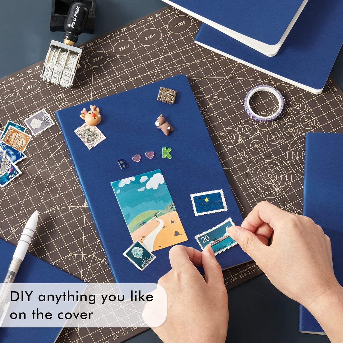 feela 16 Pack Soft Cover Journal Bulk, Lined Notebooks College Ruled for Work for Women Girl Writing, Blank Travel Journal Note Taking Notebook School Business Supplies, 8.2” x 5.5”, A5, Navy