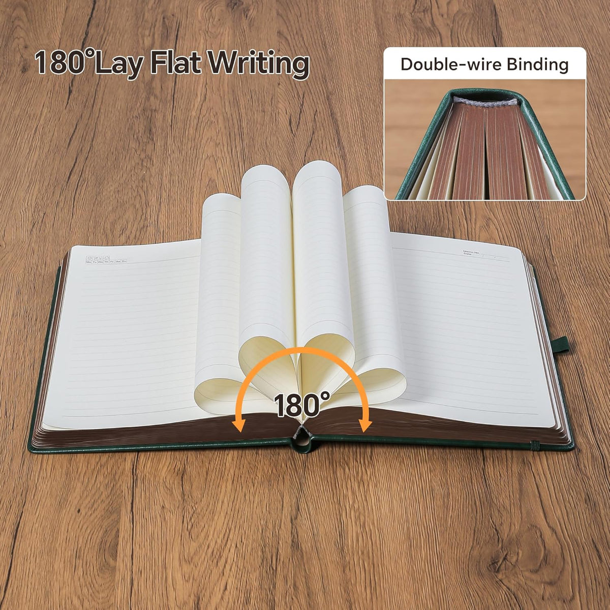 ZXHQ 360 Pages Thick Lined A5 Journaling Notebook, Hardcover Journal for Women Men Writing Notebook, Fine Inner Pocket, Tree of Life Design, 100Gsm Paper - Dark Green