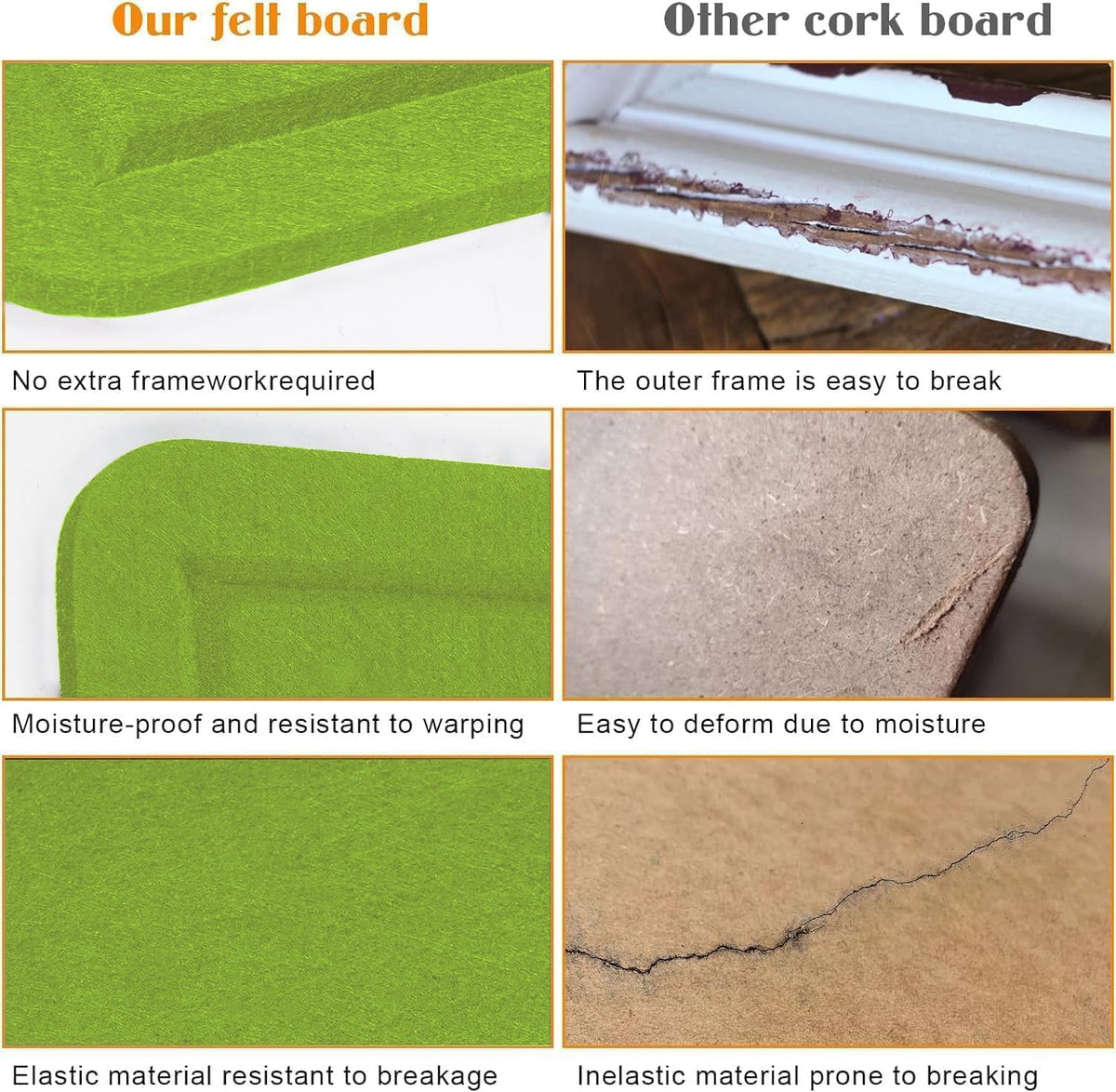 Large Bulletin Board - 60 X 36 inches Cork Board with 30 Pushpin, 5' x 3' Cork Board for Walls Pin Board, Self-Adhesive Felt Board Vision Board Foldable Photo Board for Wall (Foliage Green)