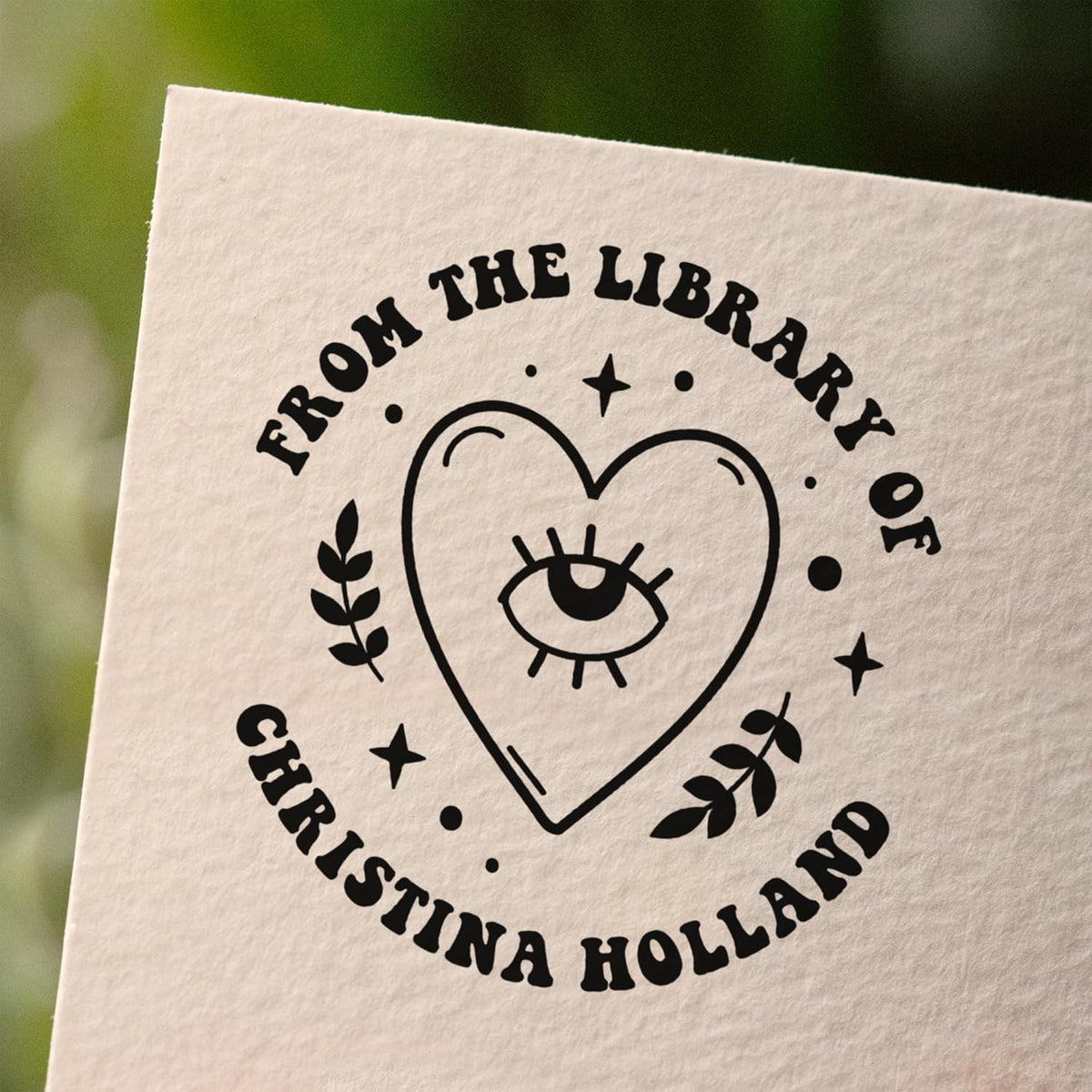 from The Library of Embossers & Stamps for Fantasy Book Readers | Custom Embosser | Custom Stamp | Ex Libris | Elevate Your Fantasy Collection of Stories and Novels (Design 7, Wood Hand Stamp)