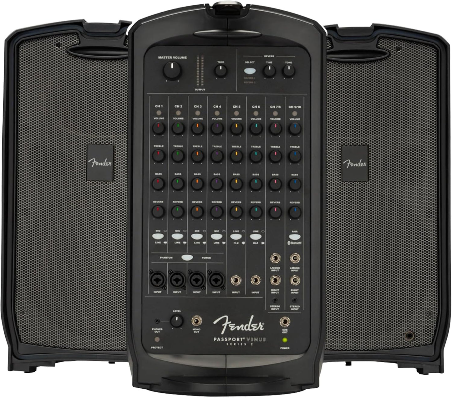 Fender Passport Venue S2 Portable PA System Bundle with Compact Speaker Stands, Microphone, Mic Stand Clip, XLR Cable, and Instrument Cable