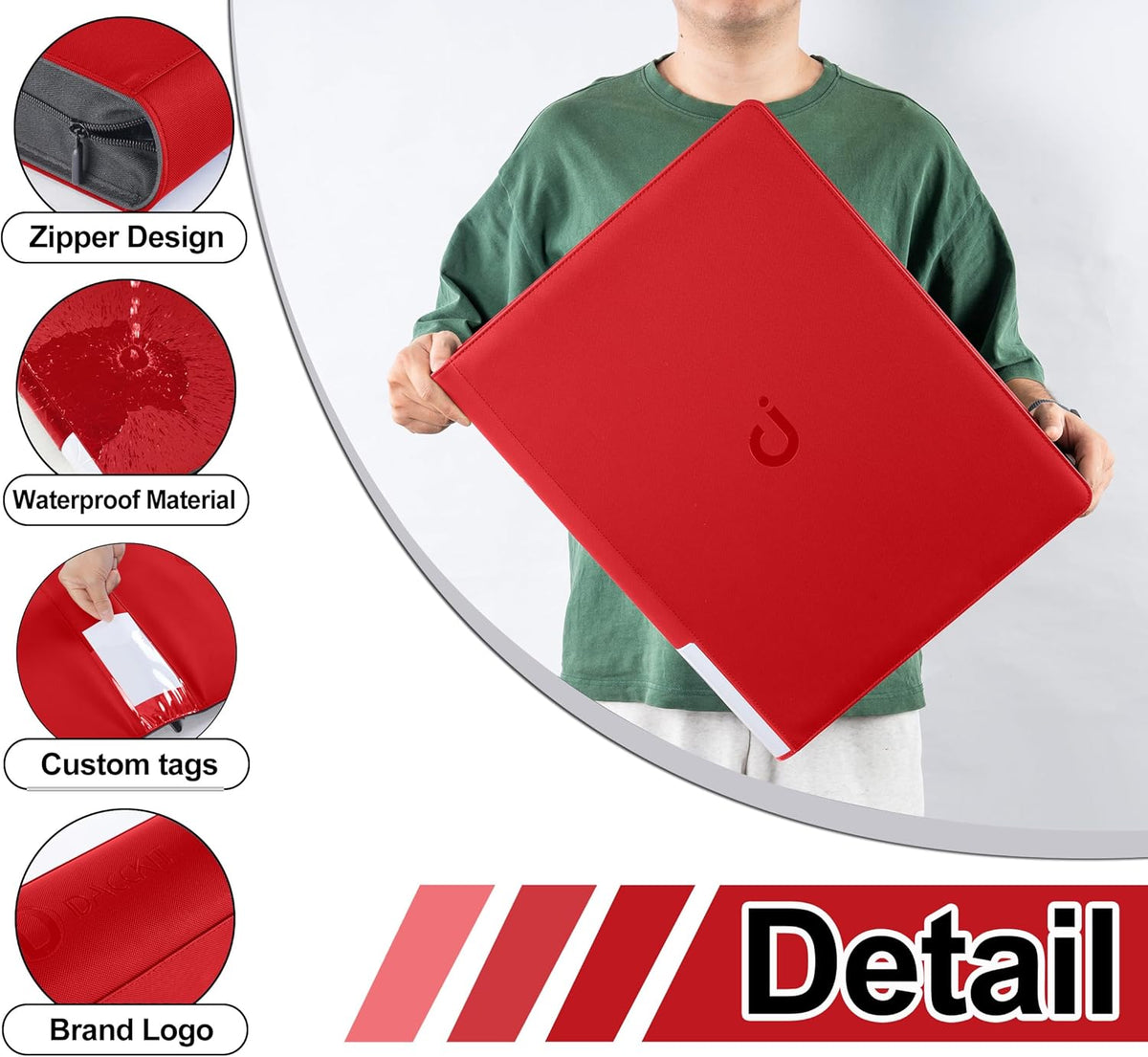 Premium Card Binder 16 Pocket - Fits 1600 Cards，4X4 Ringless Card Album with Sleeves for Trading Cards & Sports Cards（Model C，Classic Red）