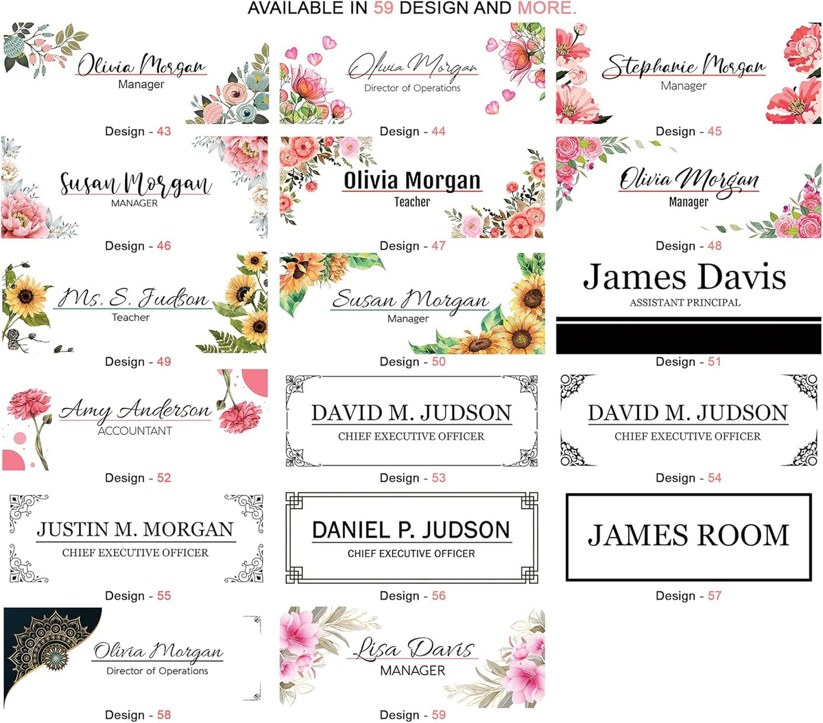 Custom desk nameplate desk décor wood base holder office supply acrylic sign coworker gift teacher school flower floral (8"x3"