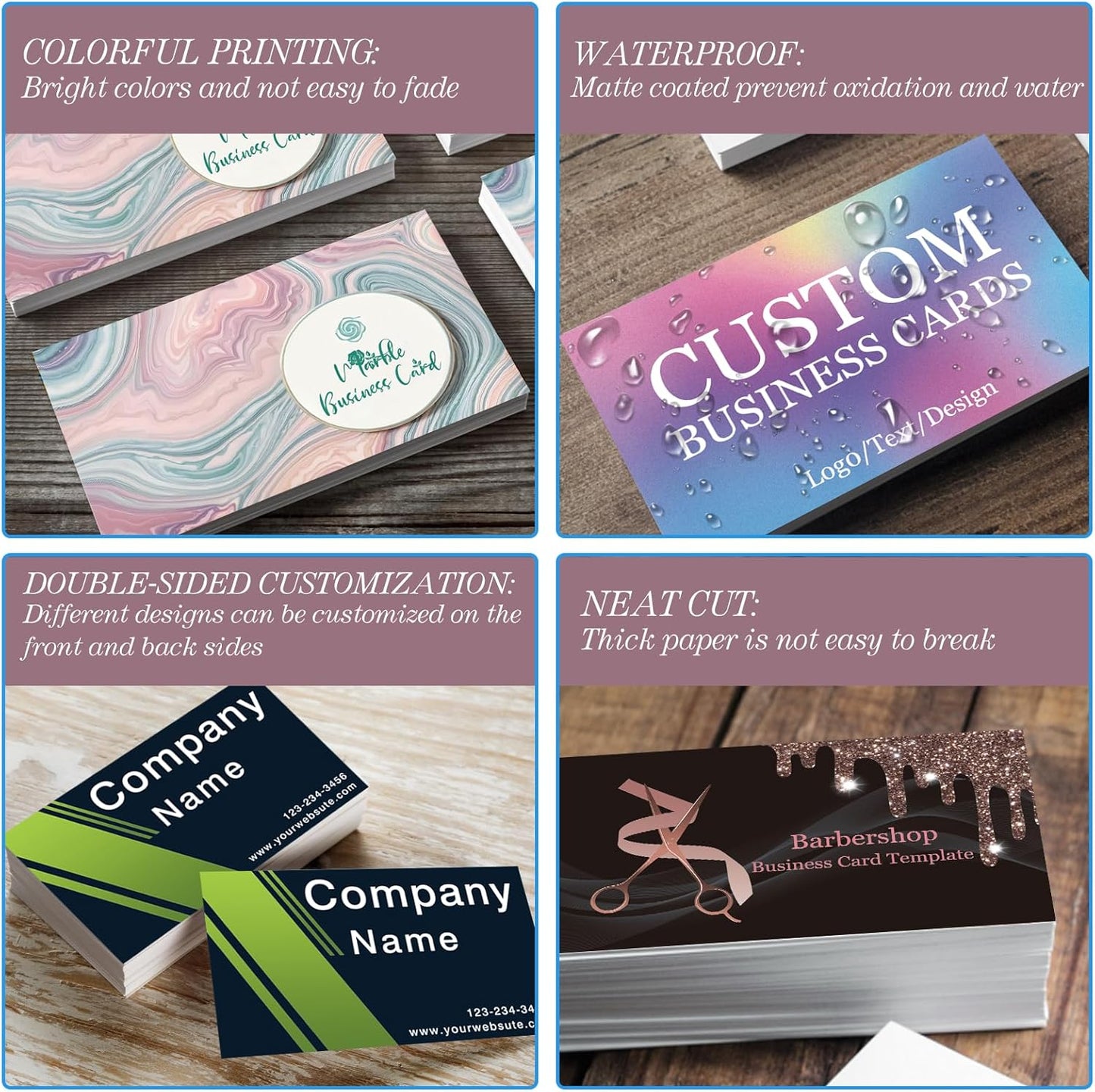 Custom Business Cards Personalized Business Cards with Photo for Small Business Customized with Logo Text 1000 500 200 100 Double Sided Printable Waterproof Business Cards-Barbershop Template