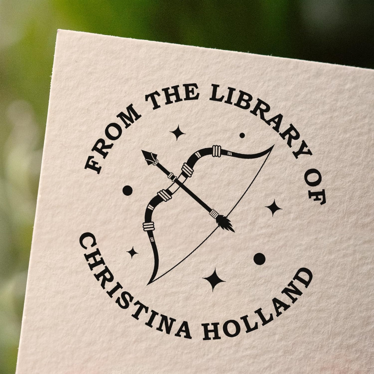 from The Library of Embossers & Stamps for Fantasy Book Readers | Custom Embosser | Custom Stamp | Ex Libris | Elevate Your Fantasy Collection of Stories and Novels (Design 1, Wood Hand Stamp)