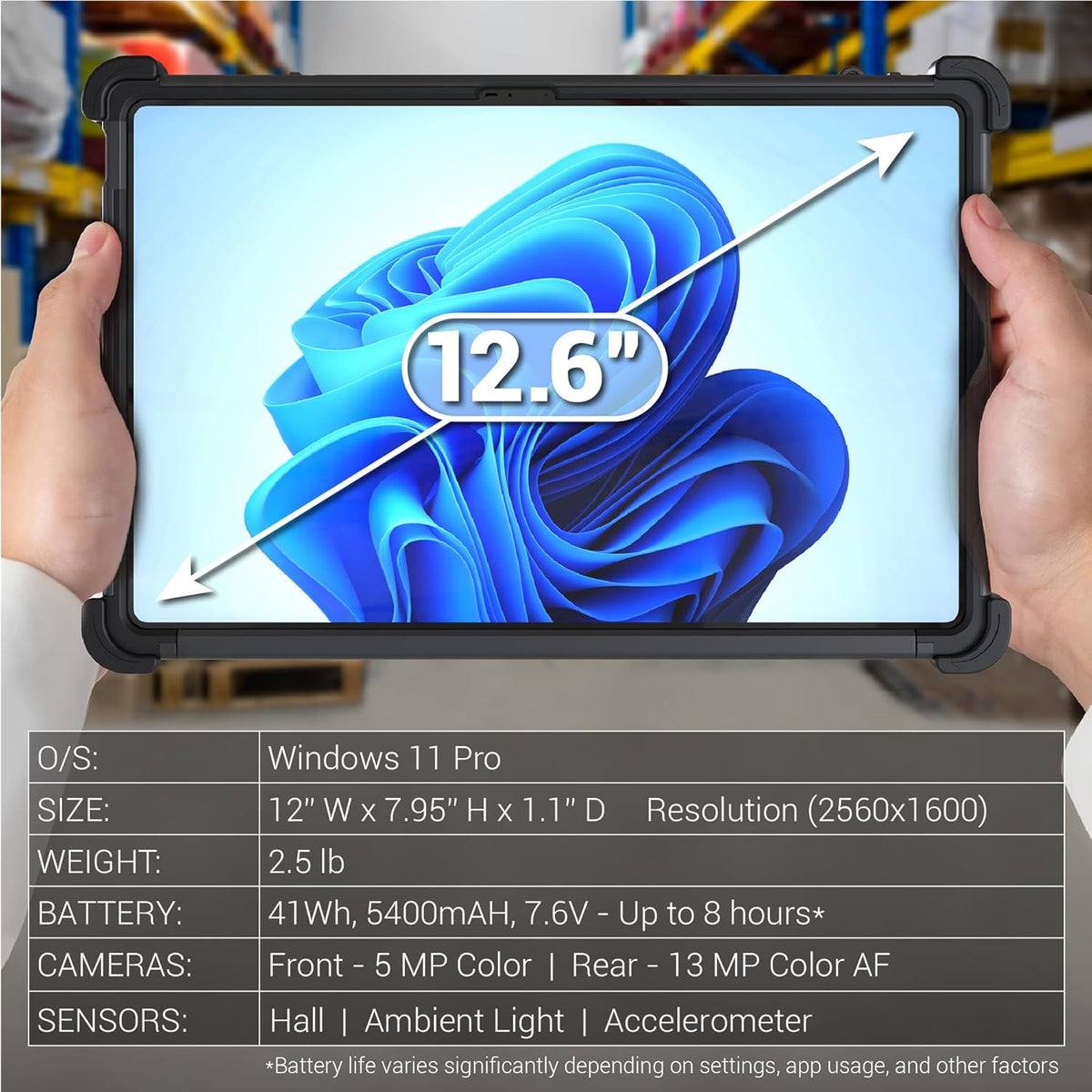 MobileDemand Flex 12B 2-in-1 Rugged Windows 11 PC – 16GB RAM, 256GB SSD, 12” Touchscreen, 2lb, MIL-STD-810H Certified, Ideal for Field & Industrial Work