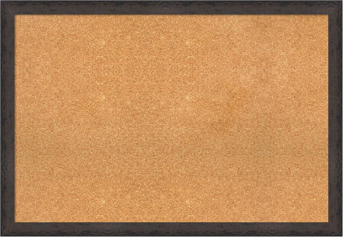 Amanti Art Natural Cork Board for Wall, 27x39 Vision Board with Black Wood Frame, Large Corkboard Office Decor for Home Organization, Modern Contemporary Corkboard Pinboard to display items for home