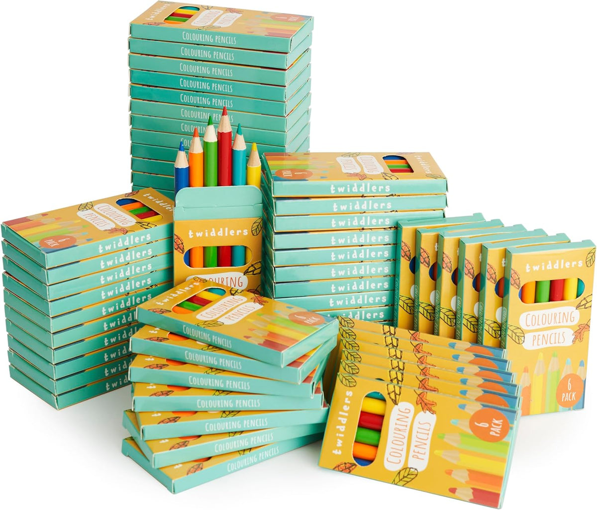 THE TWIDDLERS 60 Boxes of Mini Coloring Pencils for Kids, 6 Pencils Per Box, 360 Total, Bulk Colored Pencils School Supplies for Teachers, Classroom Prizes, Party Bag Fillers for Kids