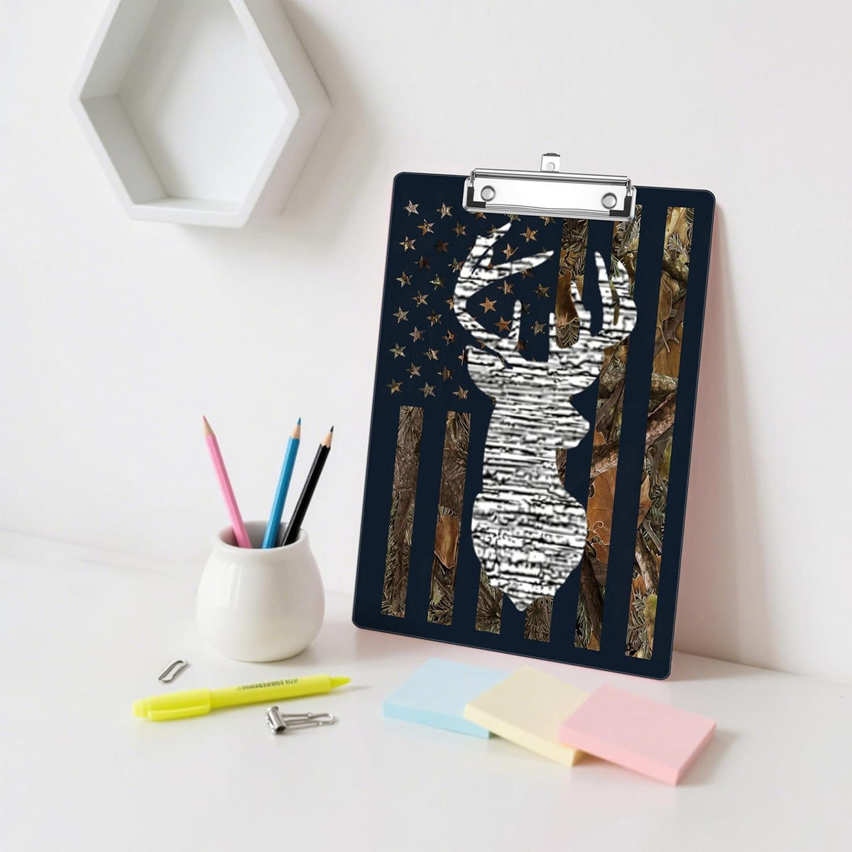 Camouflage Flag Plastic Clipboards,Decorative Plastic Acrylic Clipboard for Teacher Social Worker Students Office Supplies 8 * 12
