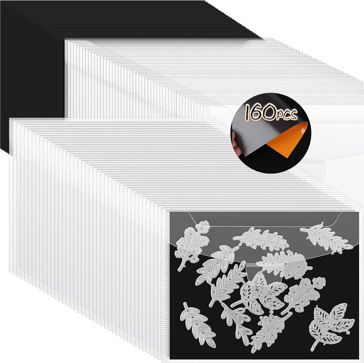 160 PCS Stamp and Die Storage Bag and Rubber Magnetic Sheets, Die Storage Set for Storage Die Cutting, DIY Scrapbooking