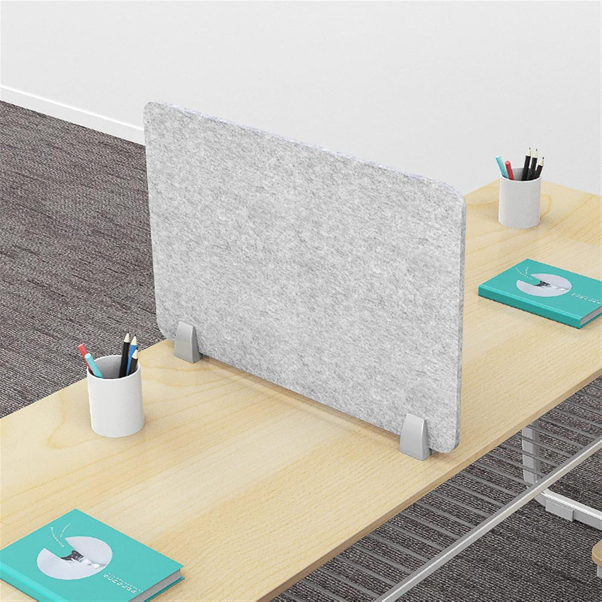 Icegrey Acoustic Desk Divider Privacy Panel Removable Sound Absorbing Desk Partition Board with 2 Clips for Student Call Centers Offices Braries Classrooms Library, Light Blue, 23.4x11.7
