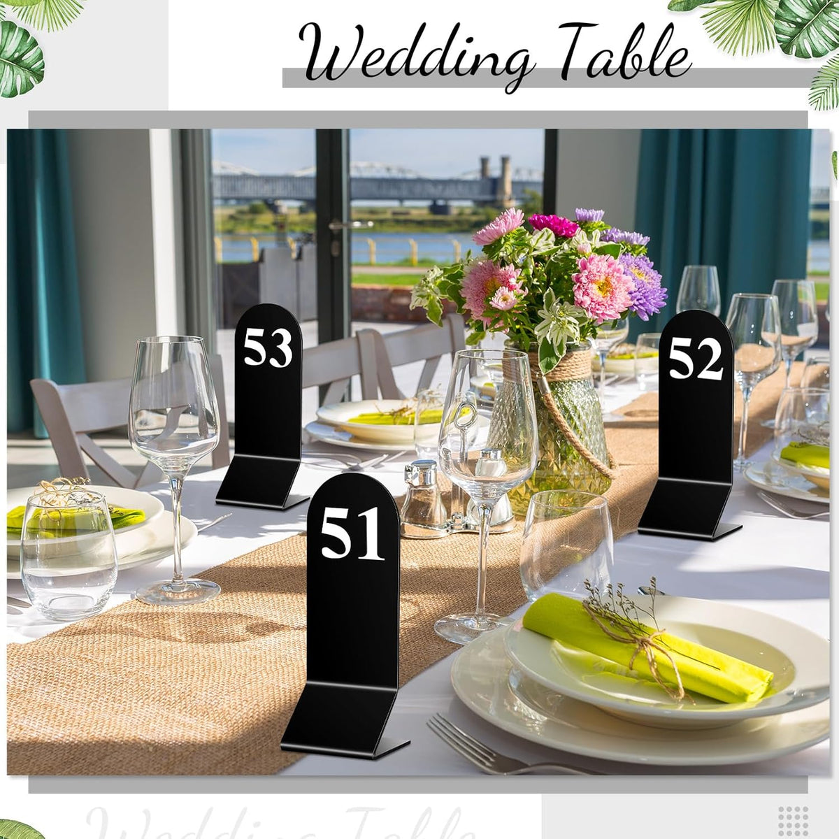 Geetery 100 Pcs Acrylic Table Numbers 1-100 Double Sided Table Number Cards Wedding Table Number Stands Restaurant Table Tent Table Number Signs for Party Banquets Supplies, 2.36 x 6.3 Inch(Black)