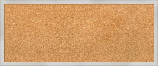 Amanti Art Natural Cork Board for Wall, 13x31 Vision Board with Silver Wood Frame, Medium Corkboard Office Decor for Home Organization, Modern Contemporary Corkboard Pinboard to display items for home