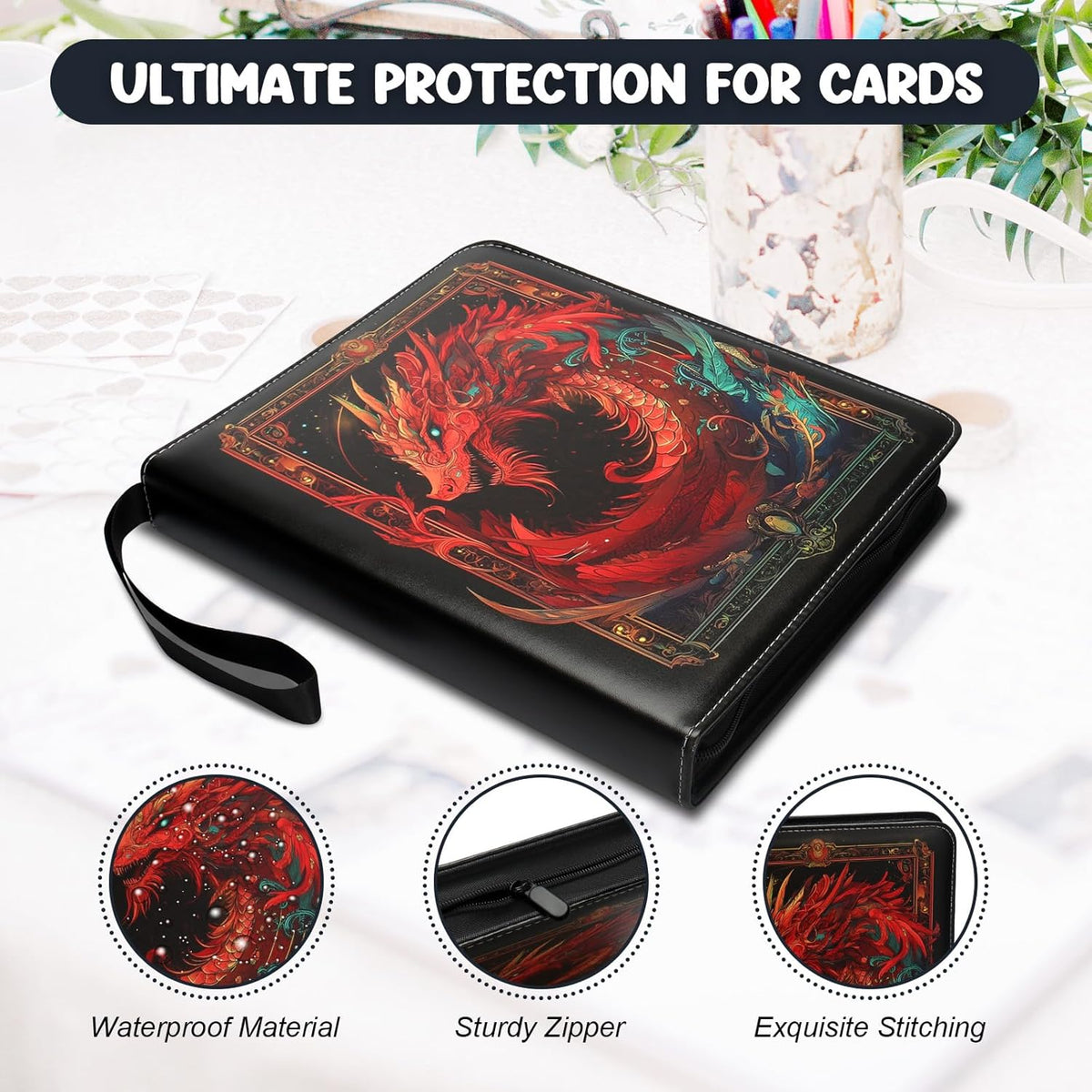 Card Binder 9 Pocket, Othran Trading Card Binder 900 Pockets with 50 Removable Sleeves and Zipper for Boys and Girls Organized
