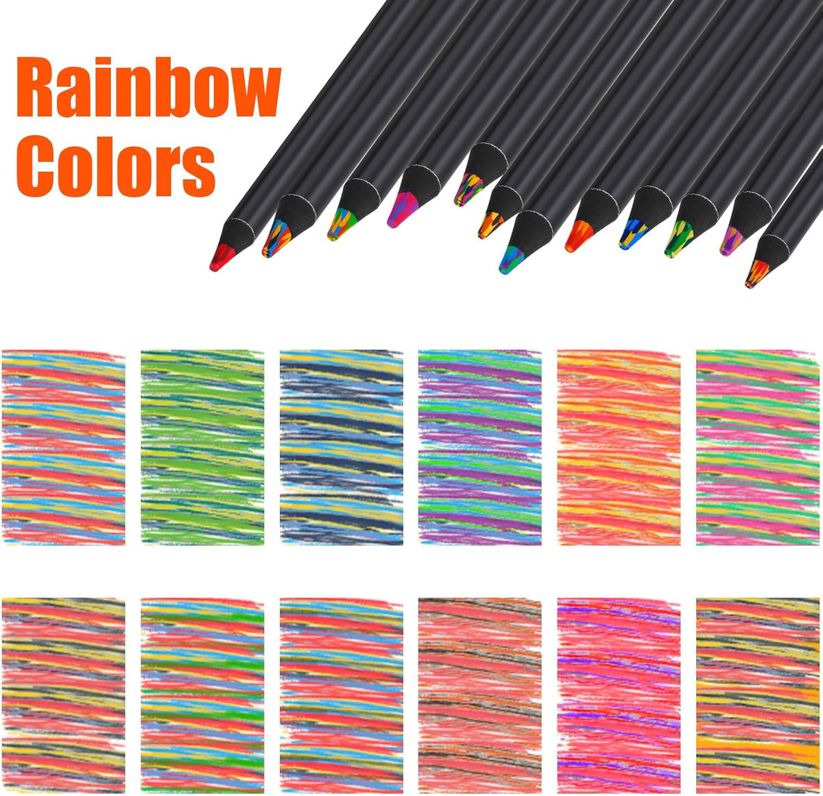 Stocking Stuffers for Kids, Art Supplies 12 Colored Rainbow Pencils, Valentines for Kids Adults, Teen Girl Gifts Trendy Stuff Birthday Party Favors, Arts And Crafts, Easter Basket for 8-12 Year Old