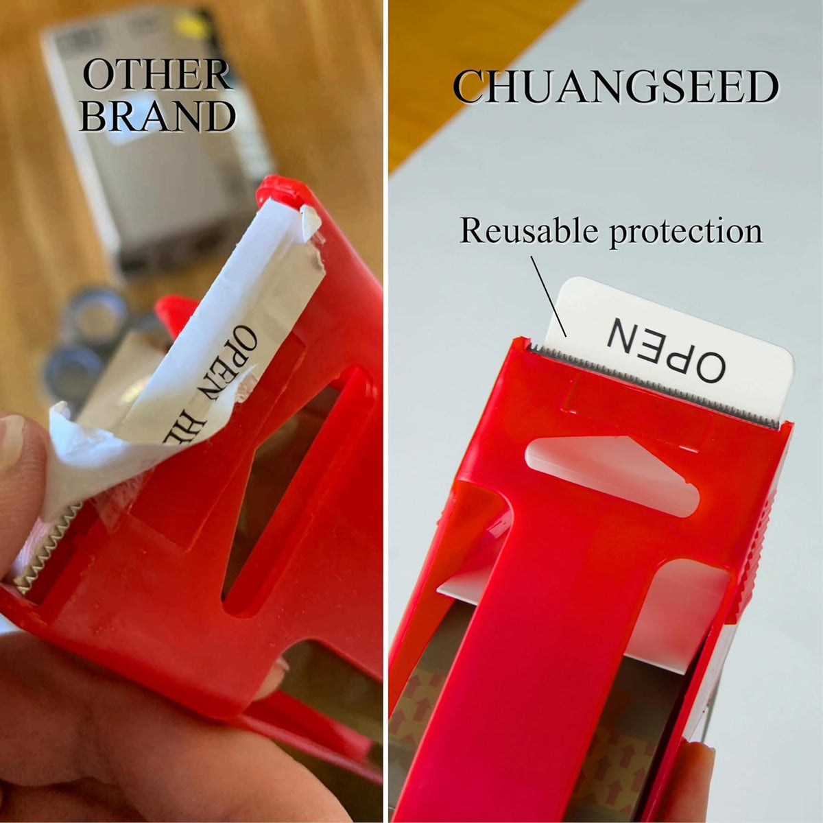 CHUANGSEED Packing Tape with Dispenser – 12 Rolls Brown Shipping Tape (2.4Mil x 1.88” x 60 Yards), Heavy Duty Box Sealing Tape for Moving, Packaging, Office, Warehouse