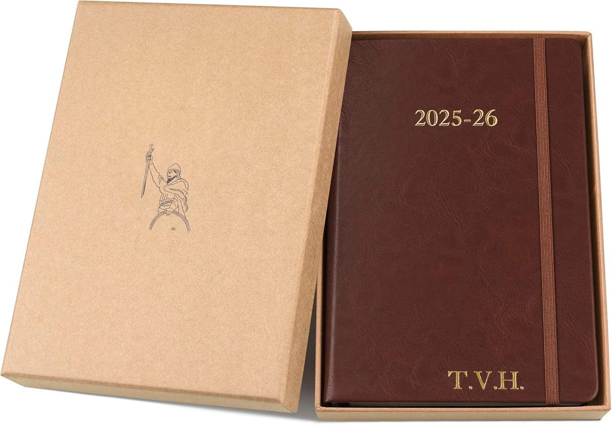 Wykeham's Executive 2025-26 Daily Journal Planner – Mid-Year Academic Diary (Personalized Conker, 8.5"×5.5")
