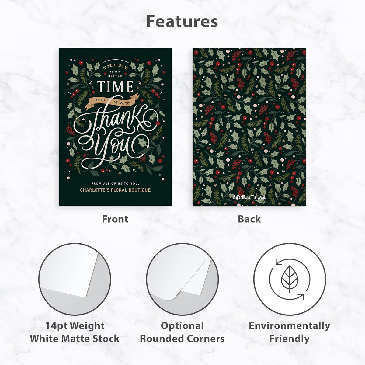 Let's Make Memories Personalized Business Christmas Cards with Envelopes - Premium Quality - 5x7-2025 Holiday Cards & White Envelopes - No Better Time - 25 ct