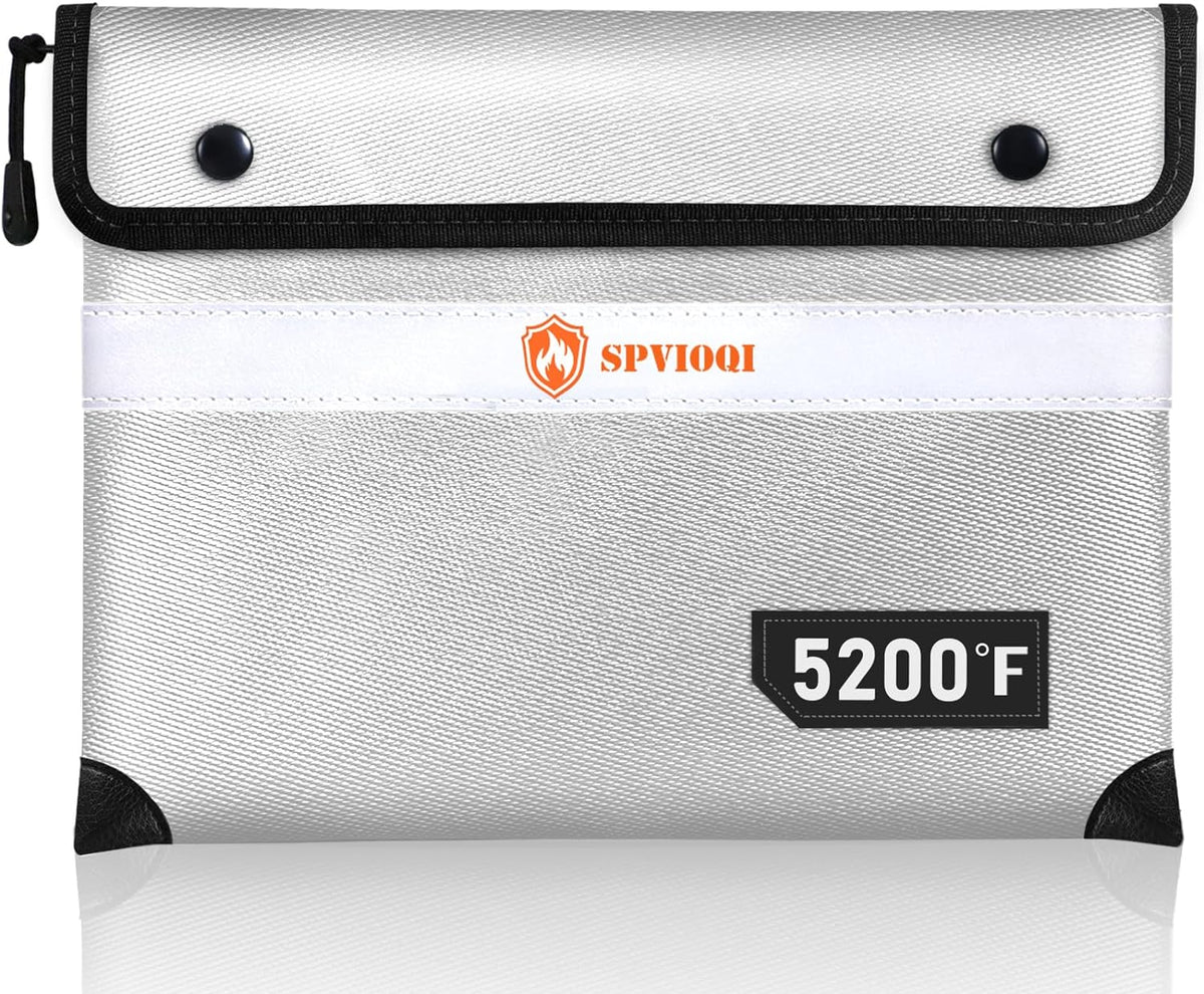 Upgraded 5200°F Fireproof Document Bag with Heat Insulated, Water Fire Proof Bag with Zipper,8 Layers of Functional Materials and Reflective Strip, Fireproof Money Bag for Cash/Documents/Valuables