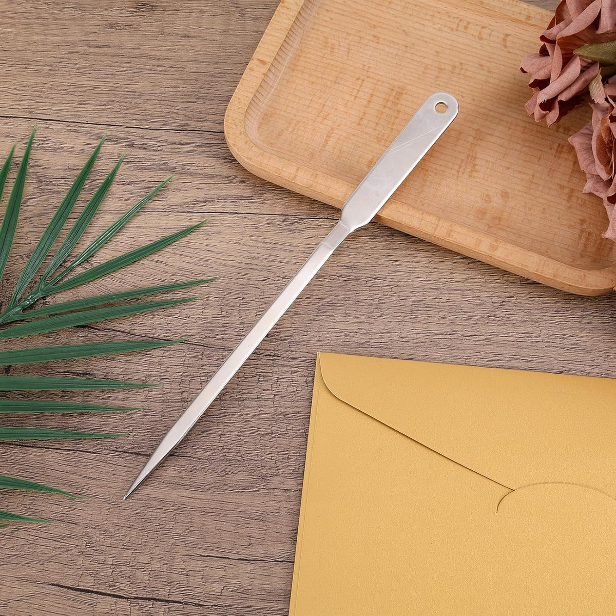 4pcs Letter Opener Envelope Slitter, Stainless Steel Mail Opener Tool Envelope Wrapping Paper Cutter for Home Office School Opening Mail Gift Wrap (Silver)