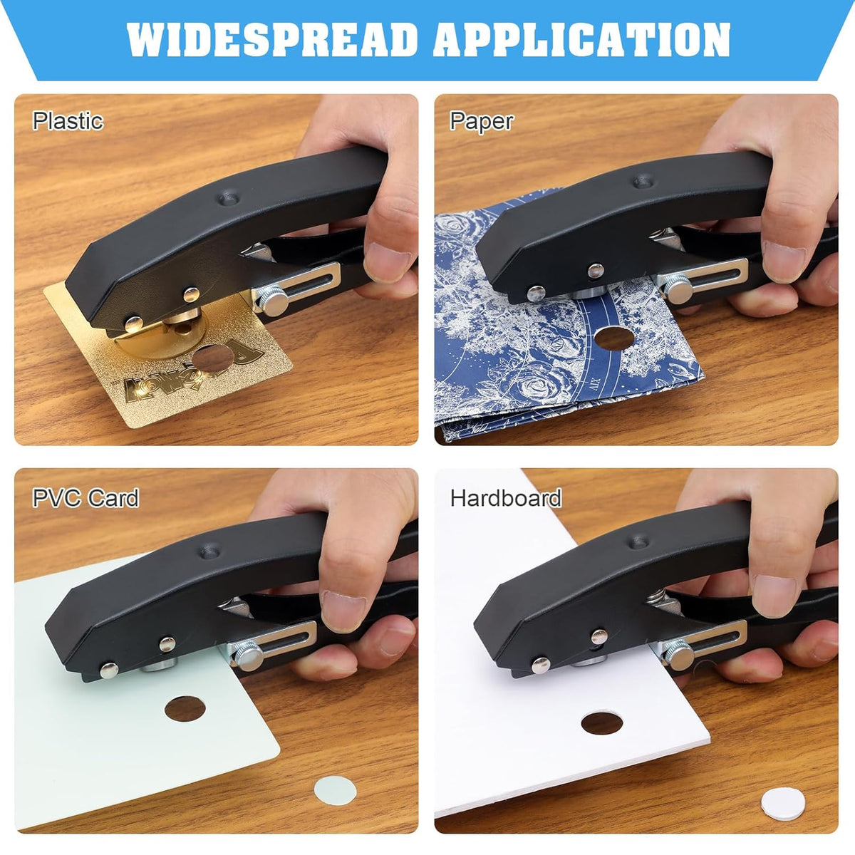 Hole Punch,Heavy Duty Hole Puncher Single,Paper Punch Portable Hand Held Long Hole Punch for Paper Cards Plastic Cardboard (10MM)