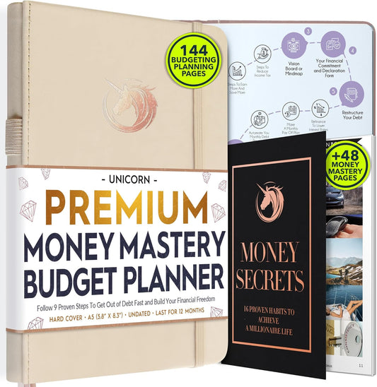 Financial Planner - Monthly Budget Planner & Monthly Bill Organizer | A 12-Month Journey to Financial Freedom | Bill Payment Tracker Organizer, Debt, Expense Tracker & Money Saving with Pockets