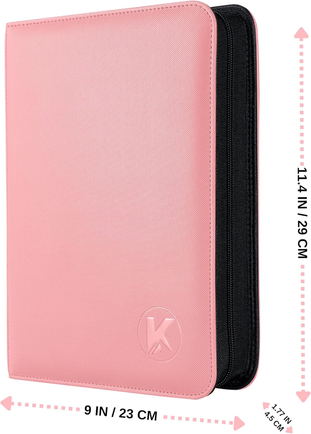 Toploader Binder, Holds 128+ Toploaders, 4 Pocket Top Loader Card Storage Case, Double-Sided Pockets for trading card in 3 x 4'' Toploaders（Pink）
