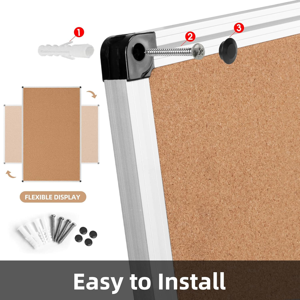 Board2by Extra Large Cork Bulletin Board 72" X 48", Silver Aluminum Framed 6'x4' Corkboard for Wall, Wall Mounted Notice Pin Board with 18 Push Pins for School, Home & Office