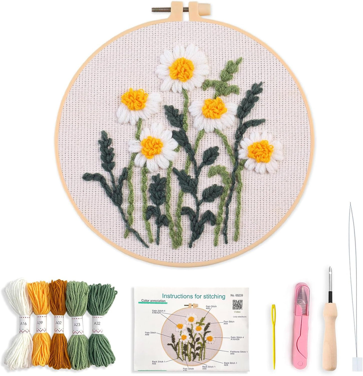 Myfelicity Punch Needle Kit, Punch Needle Kits Adults Beginner, Craft Decoration and Hobbies (Daisy)