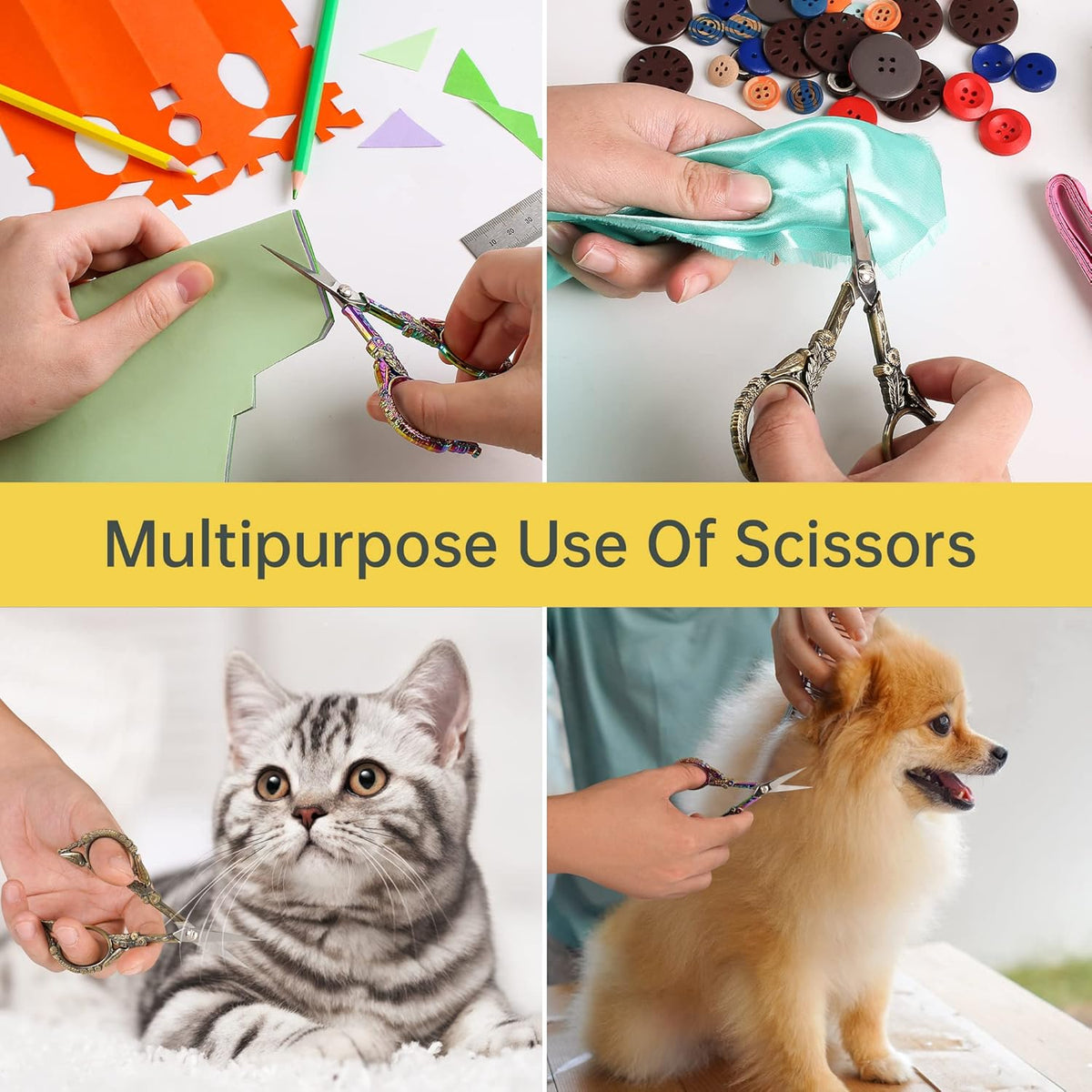 Small Embroidery Scissors with Cover -Cute and Comfortable handles with Sturdy and Sharp Tips for Precise Cutting, Perfect Size for Keeping in Your Sewing and Craft Supplies Kit
