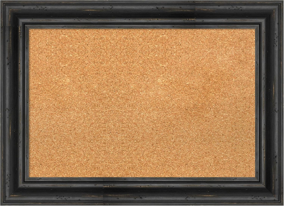 Amanti Art Natural Cork Board for Wall, 21x29 Vision Board with Black Wood Frame, Medium Corkboard Office Decor for Home Organization, Country Rustic Corkboard Pinboard to Display Items for Home