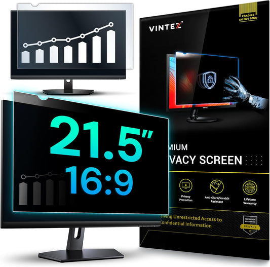 VINTEZ 21.5 Inch 16:9 Privacy Screen for Computer Monitor and Laptop - Anti Glare Protector Film Blue Light Filter Eye Protection - Computer Screen Privacy Shield, [1 Pack]