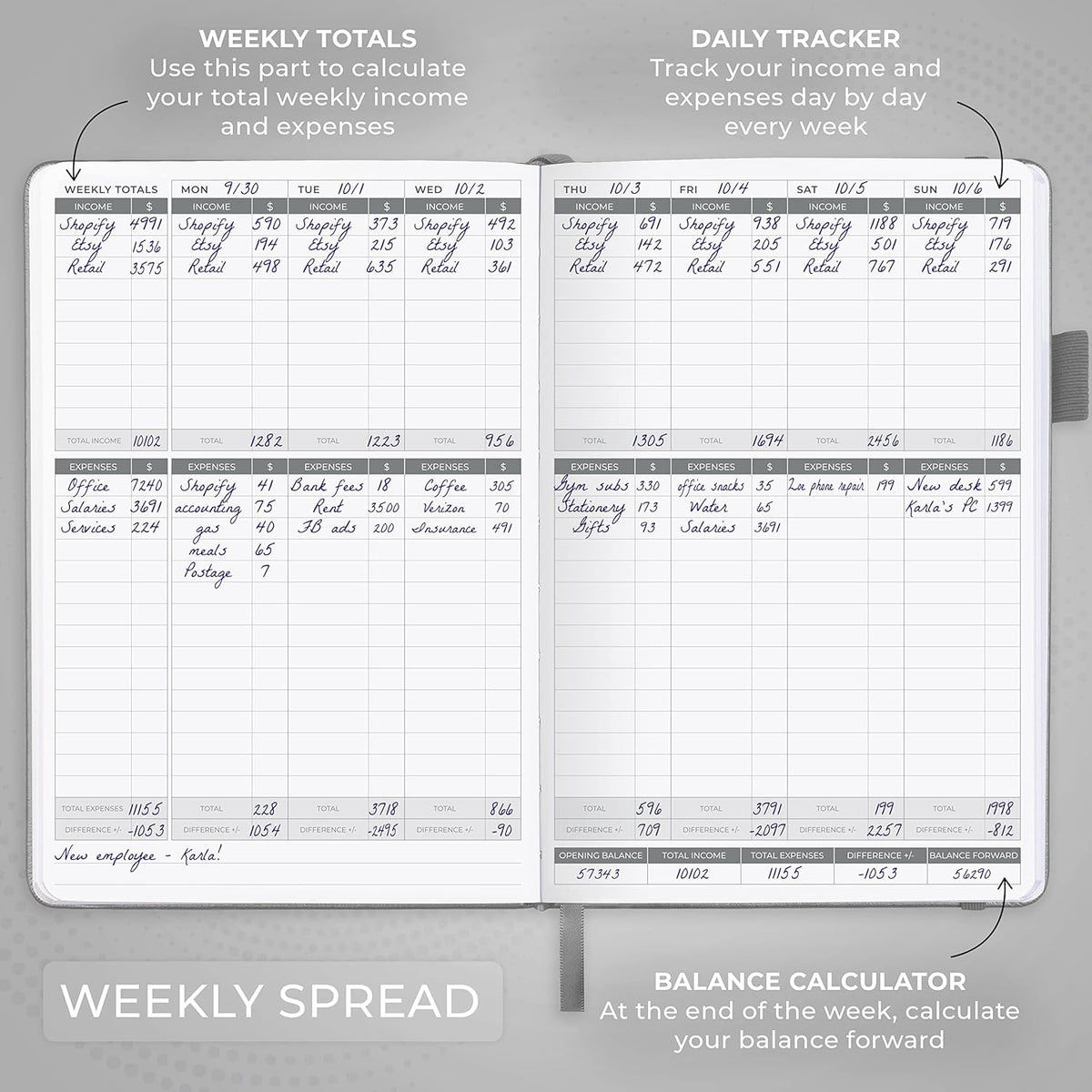 Clever Fox Income & Expense Tracker – Accounting & Bookkeeping Ledger Book for Small Business – 1-Year Record Notebook, A5 (Silver Black)