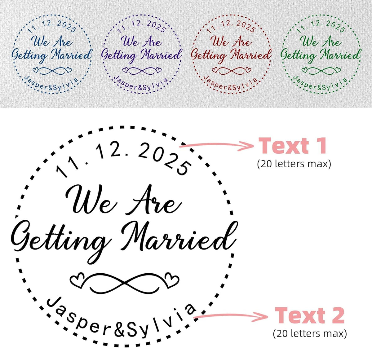Personalized Wedding Embosser Stamp， Custom Book Business Card Paper Document Notebook, Self Inking Stamp，Book Lover Gifts，Christmas Gifts (Style03)