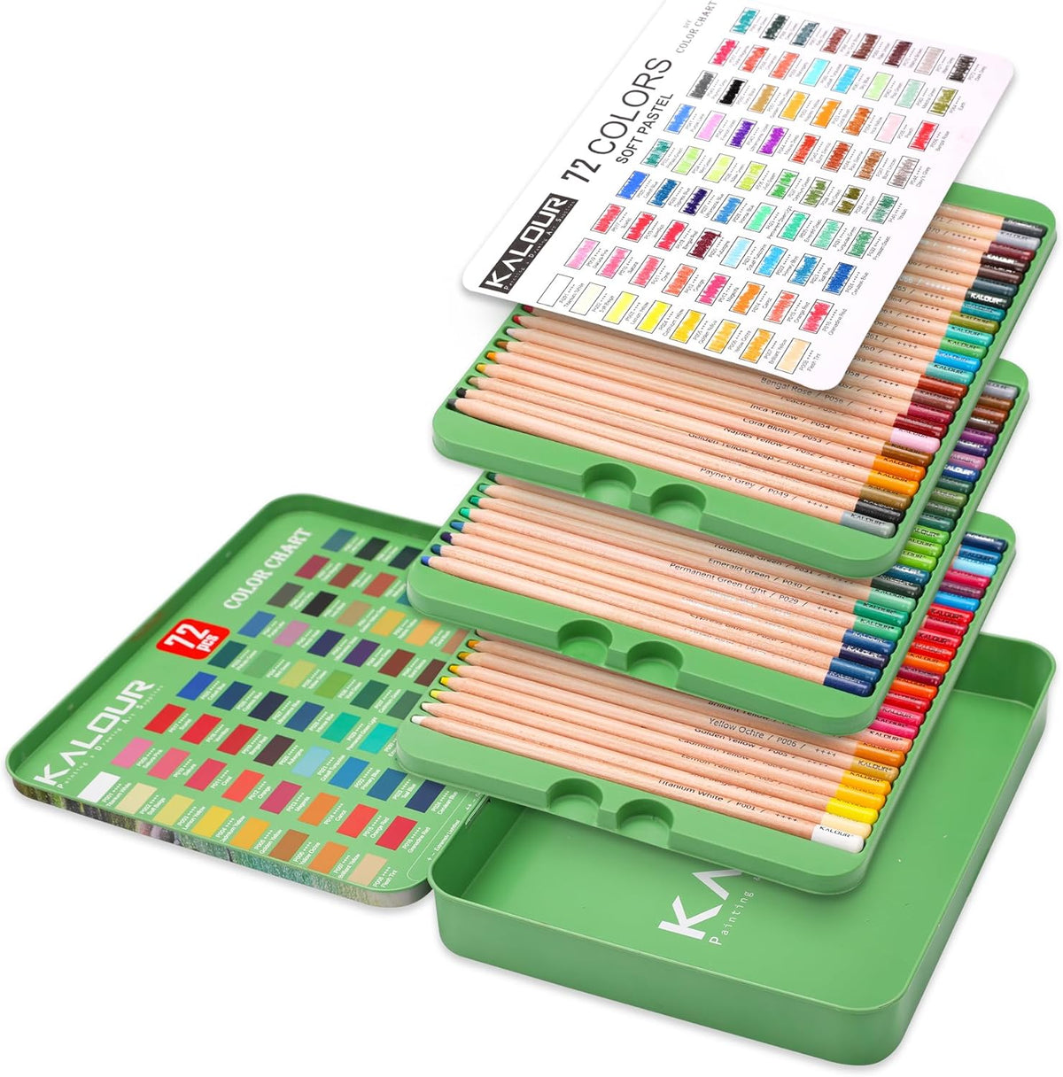 KALOUR Pro Pastel Chalk Colored Pencils,Set of 72 Colors,Color Charcoal Pencils for Drawing Sketching Coloring Shading,Art Supplies for Adults Artists