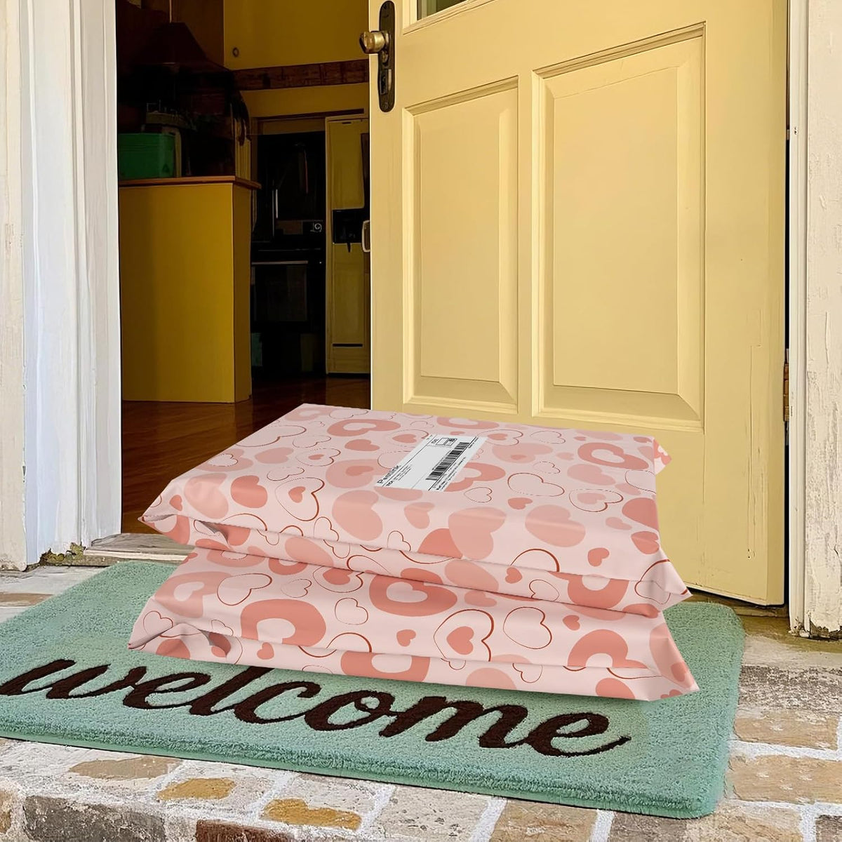 Pink Heart Poly Mailer 12x15.5 Inch 50 Pcs, Waterproof Shipping Bags for Clothing, Tear-Resistant Mailier Bags, Strong Mailing Bags with Self-Seal
