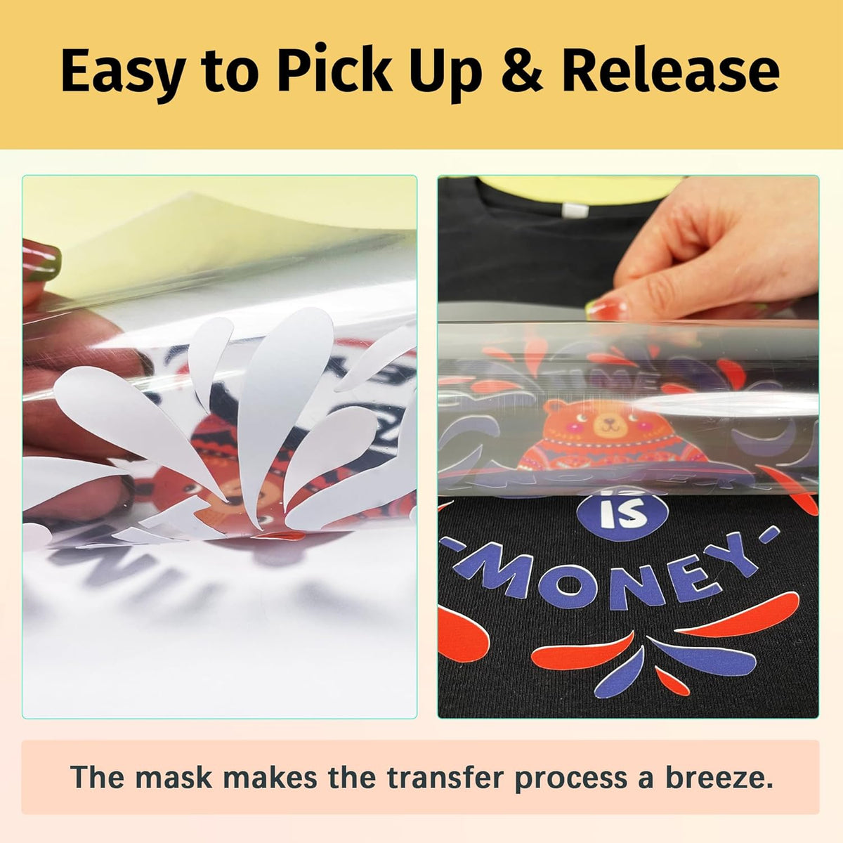 TransOurDream Tru-Heat Transfer Mask for Dark T Shirts Transfer Paper (10 Sheets, 8.5"x11") Clear Iron on Transfer Tape for Printable HTV Vinyl (TAPD-10)