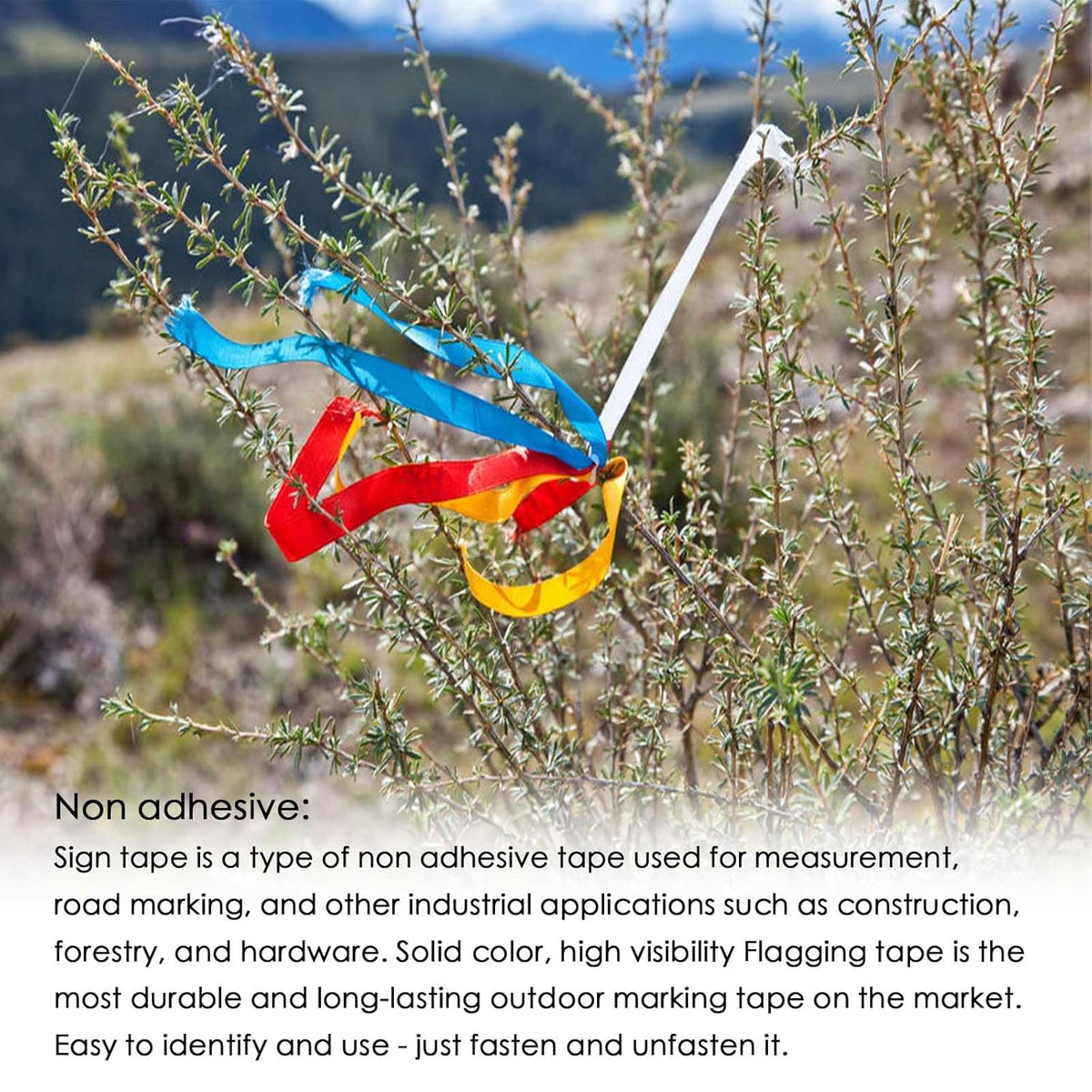 5 Pack Flagging Tape Assorted Flourescent Colors, Non-Adhesive Plastic Ribbon Neon Marking Roll, 0.78"*500ft, Marking Tape for Tree Marking, Hunting, Boundaries and Hazardous Areas,Trail Marking