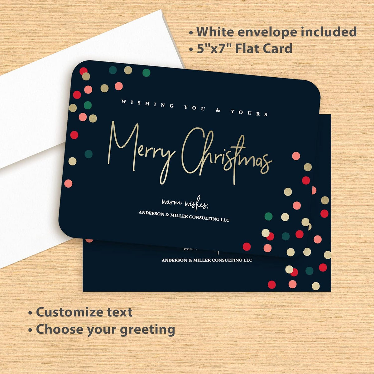 Let's Make Memories Personalized Business Christmas Cards with Envelopes - Premium Quality - 5x7-2025 Holiday Cards & White Envelopes - Festive Lights - 15 ct
