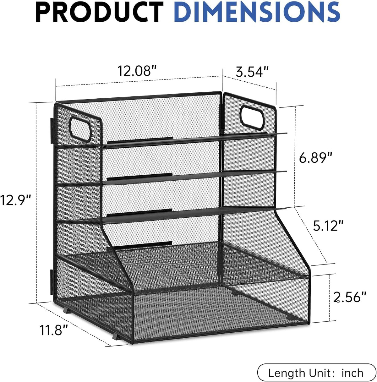 SUPEASY 5-Tier Desk File Organizer, Metal Letter Paper Tray, Desk Organizers and Accessories for Home Office Supplies, Black