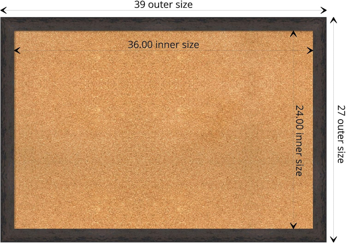 Amanti Art Natural Cork Board for Wall, 27x39 Vision Board with Black Wood Frame, Large Corkboard Office Decor for Home Organization, Modern Contemporary Corkboard Pinboard to display items for home