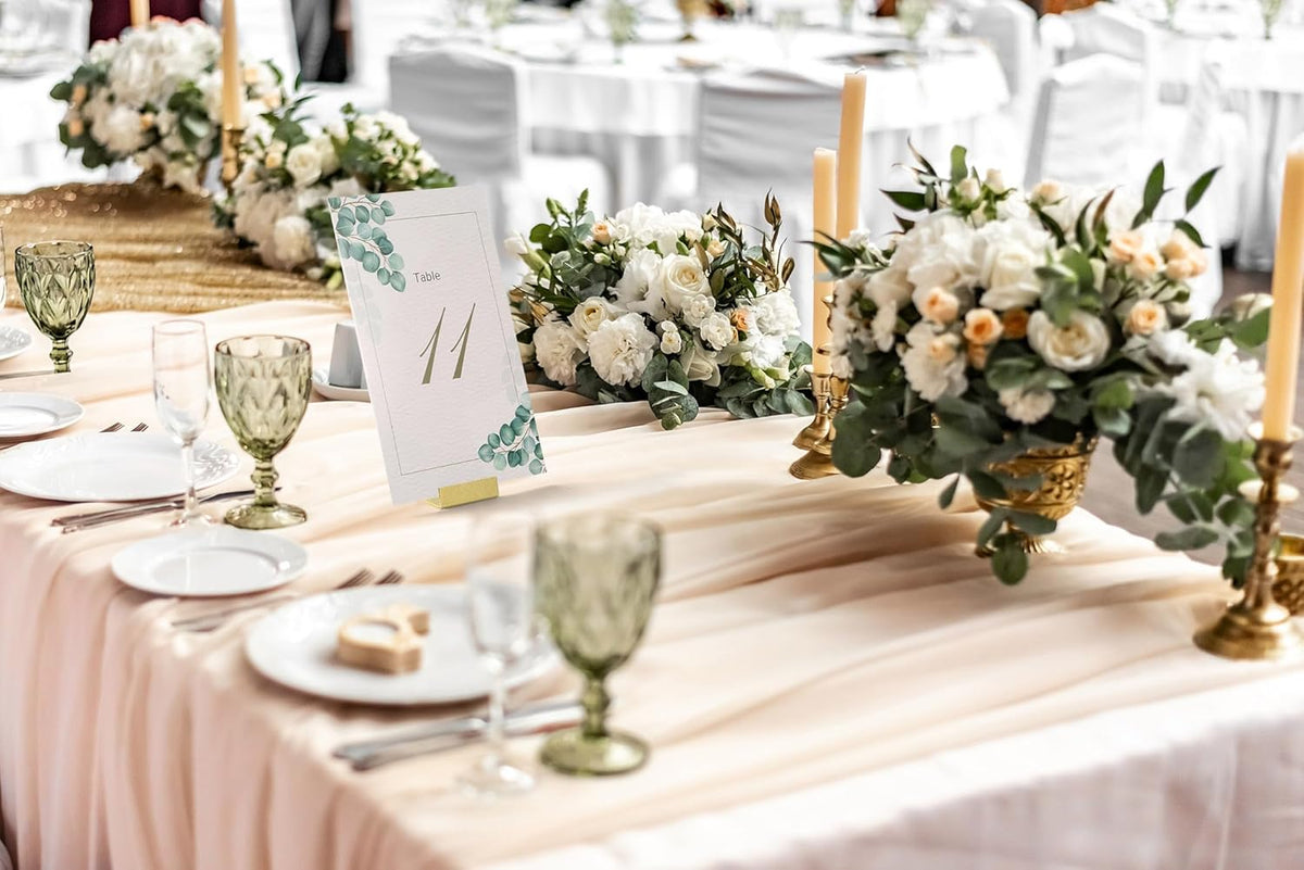 Gold Table Number Holders, 24-Pack Metal Place Card Stands & Picture Holders with Storage Box - Ideal for Weddings, Anniversaries, and Parties