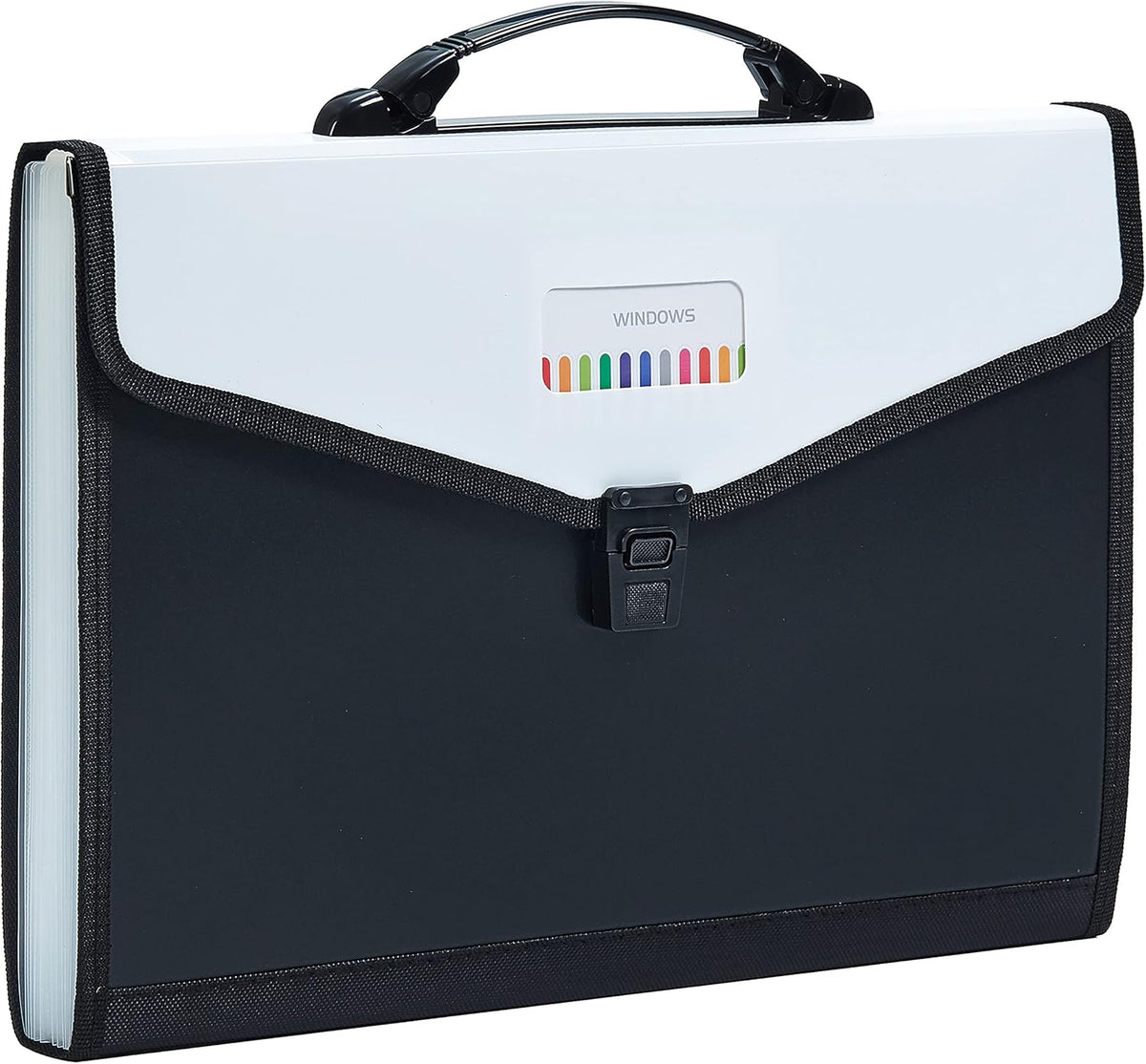 Legal Size 13-Pockets Expanding File Folder with Handle, Plastic Accordion Filling File Folder Expandable Monthly Portable Paper Document Organizer for Office School & Home (Black-1)