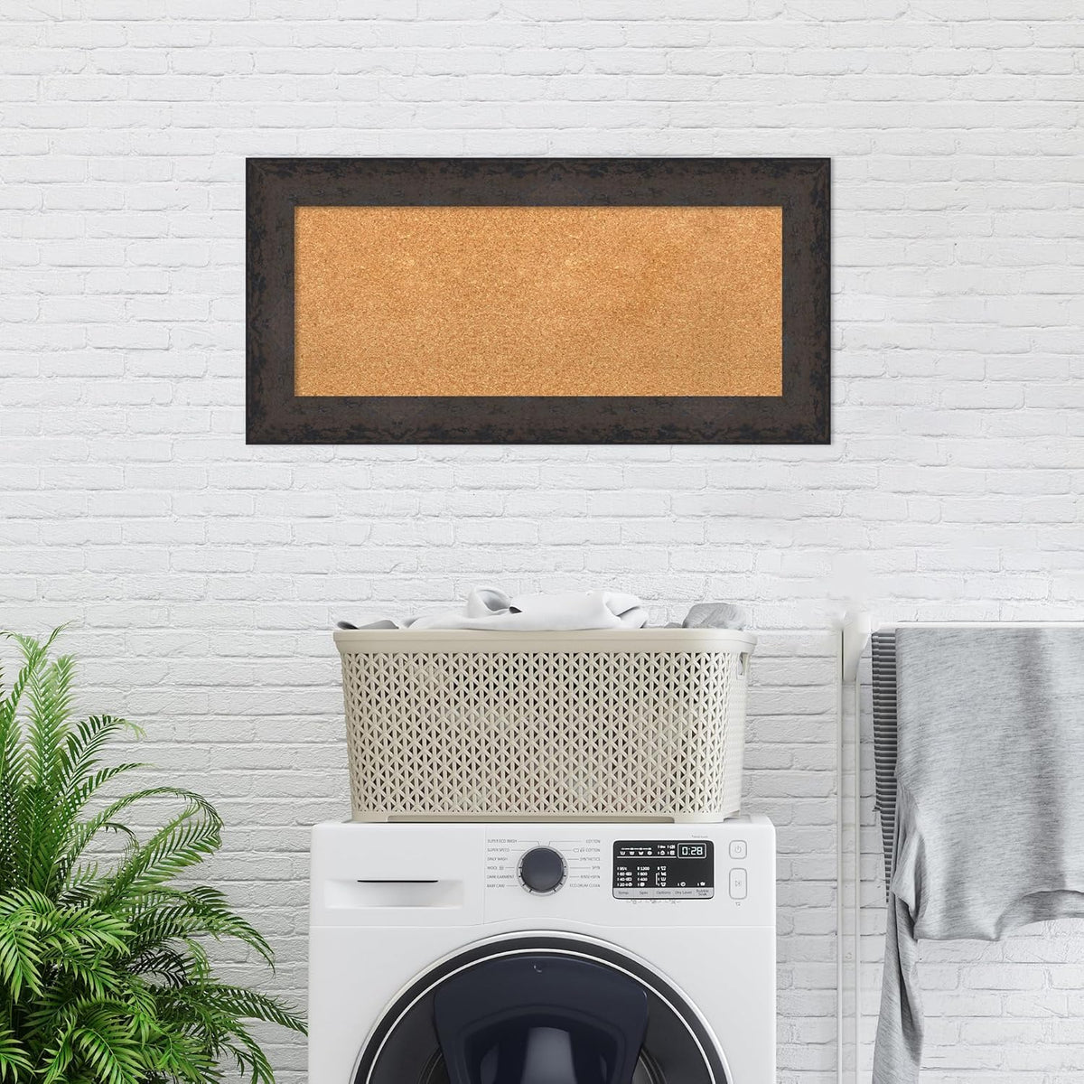 Amanti Art Natural Cork Board for Wall, 17x35 Vision Board with Black Wood Frame, Medium Corkboard Office Decor for Home Organization, Modern Corkboard Pinboard to Display Items for Home Organization