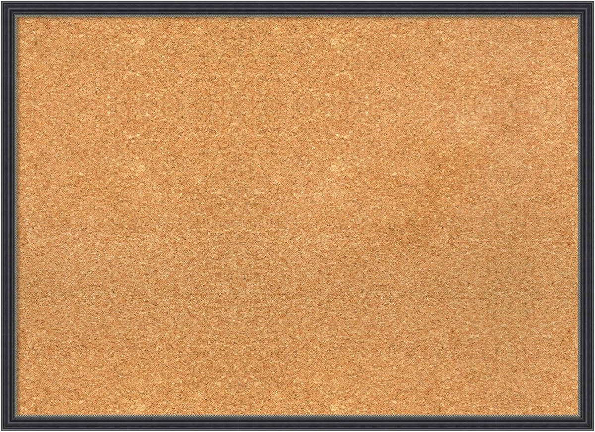 Amanti Art Natural Cork Board for Wall, 21x29 Vision Board with Black Wood Frame, Medium Corkboard Office Decor for Home Organization, Traditional Corkboard Pinboard to display items for home